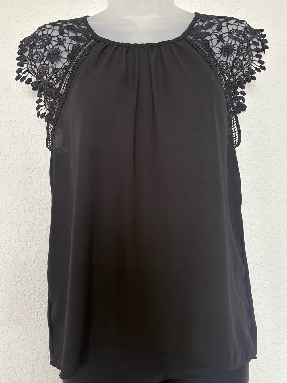 Miss Chievous Black Crochet Detail Blouse